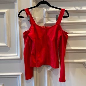 Red Bebe off the shoulder corset top